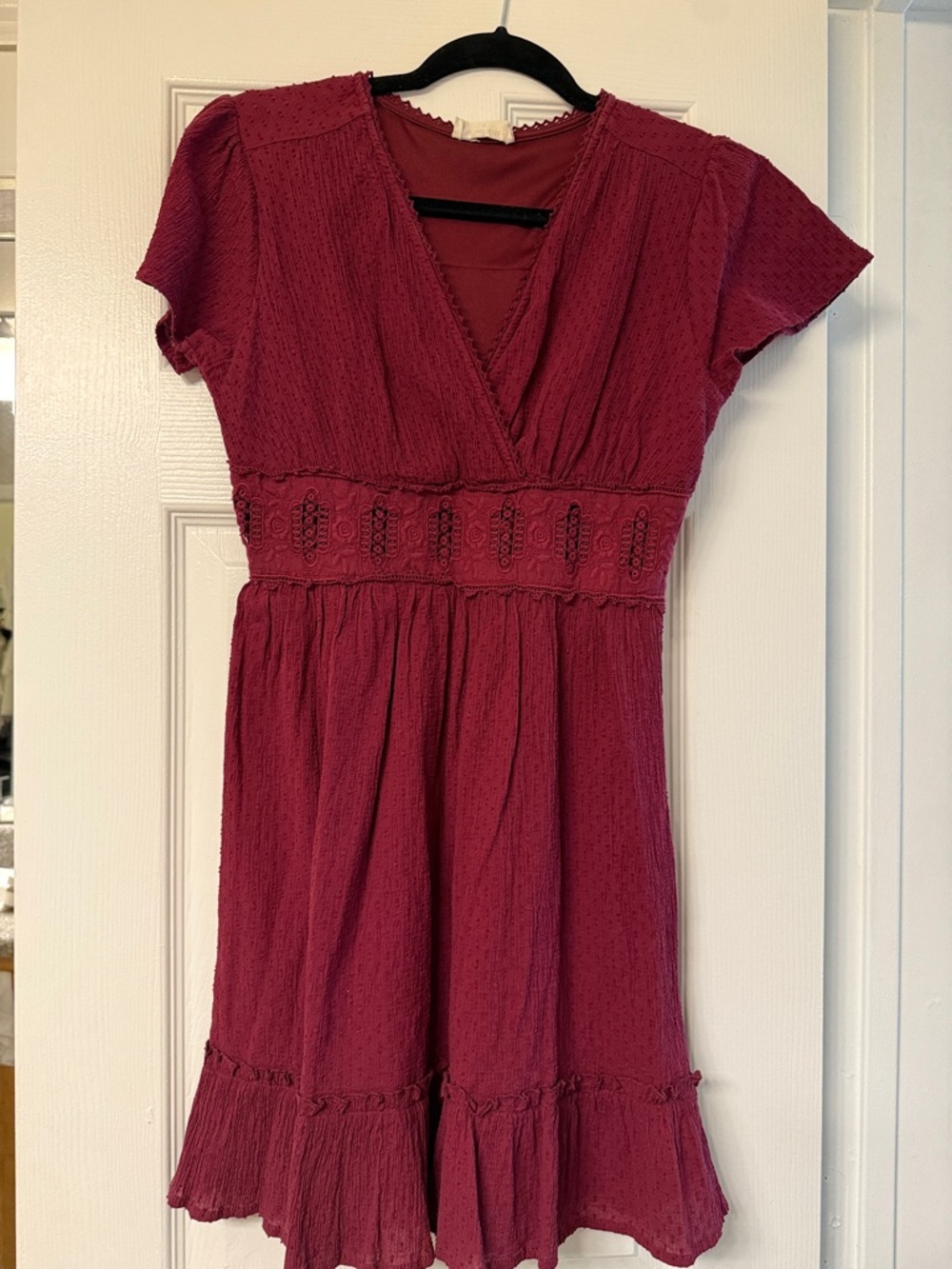 Altard State- V-Neck Raspberry Babydoll Dress